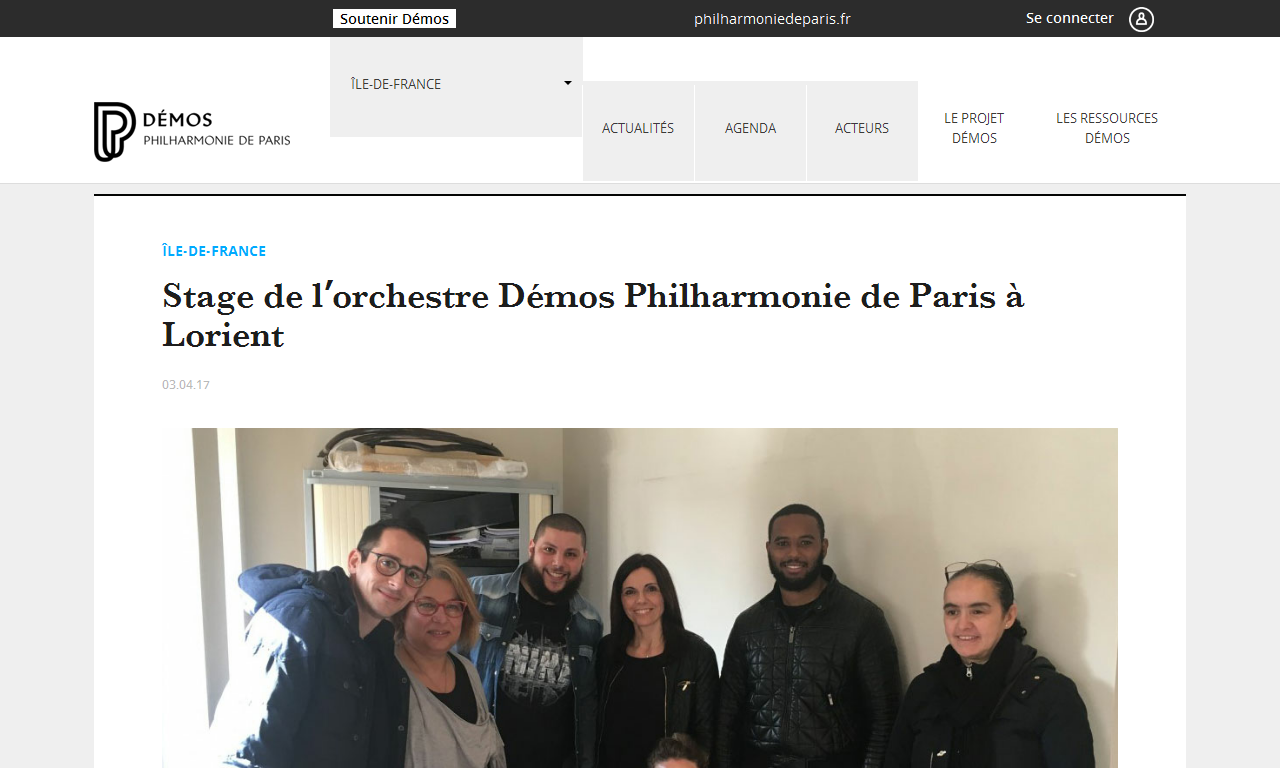 Stage de l’orchestre Démos Philharmonie de Paris à Lorient | AdminPROD